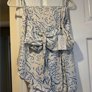 RESA Blue and Cream Abstract Top